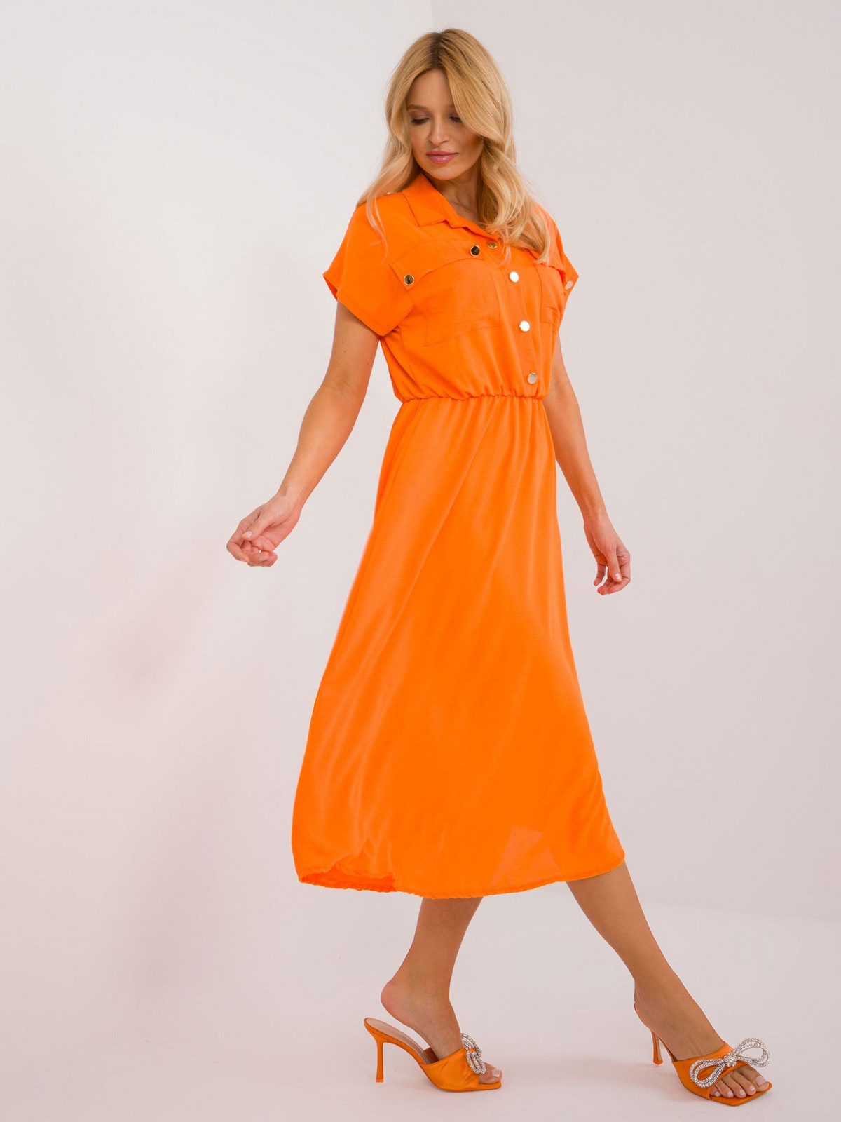 Orange dress with short sleeves