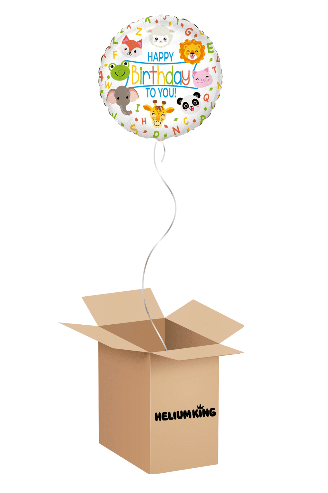 HeliumKing Balónový box - Happy Birthday To You - zvieratká 45 cm