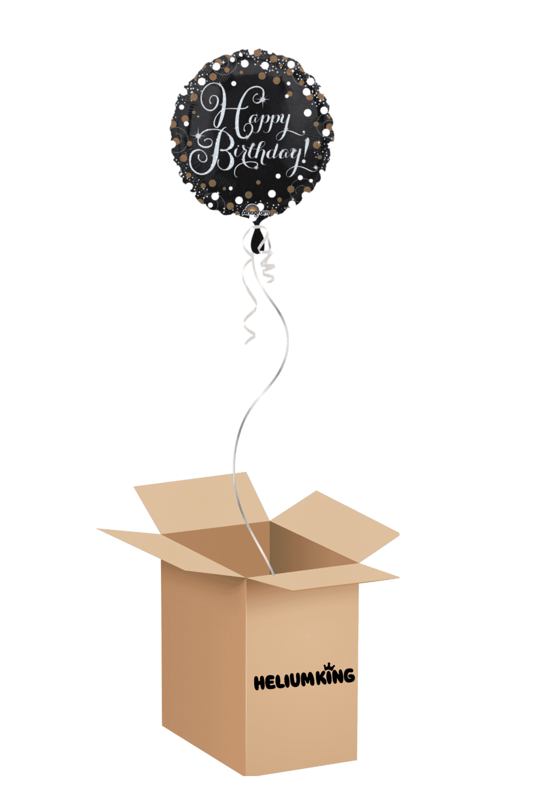 HeliumKing Balónový box -  Happy birthday trblietavá zlatá 43 cm