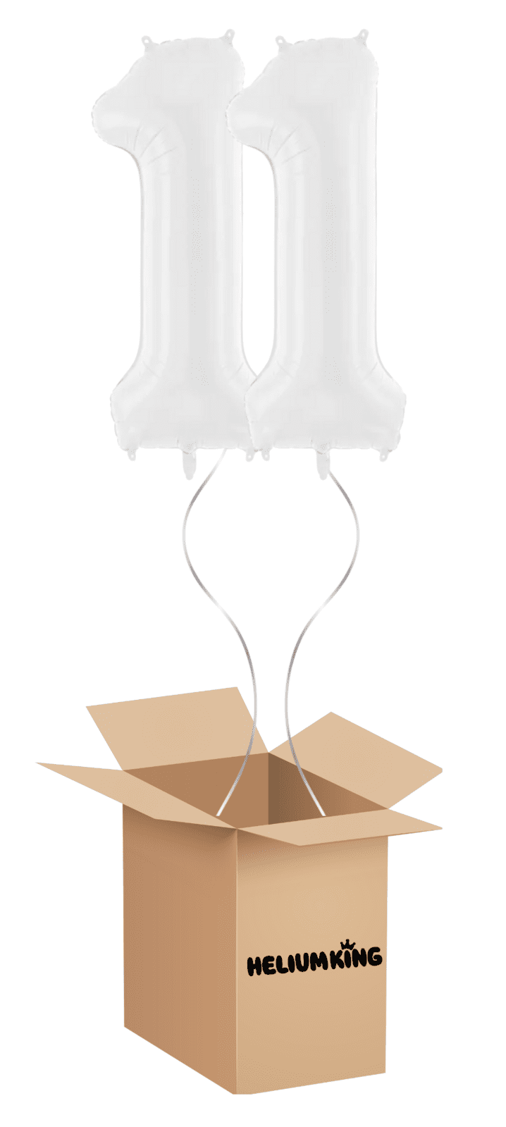 HeliumKing Balónový box - Narodeninové číslo 11 biely 86 cm