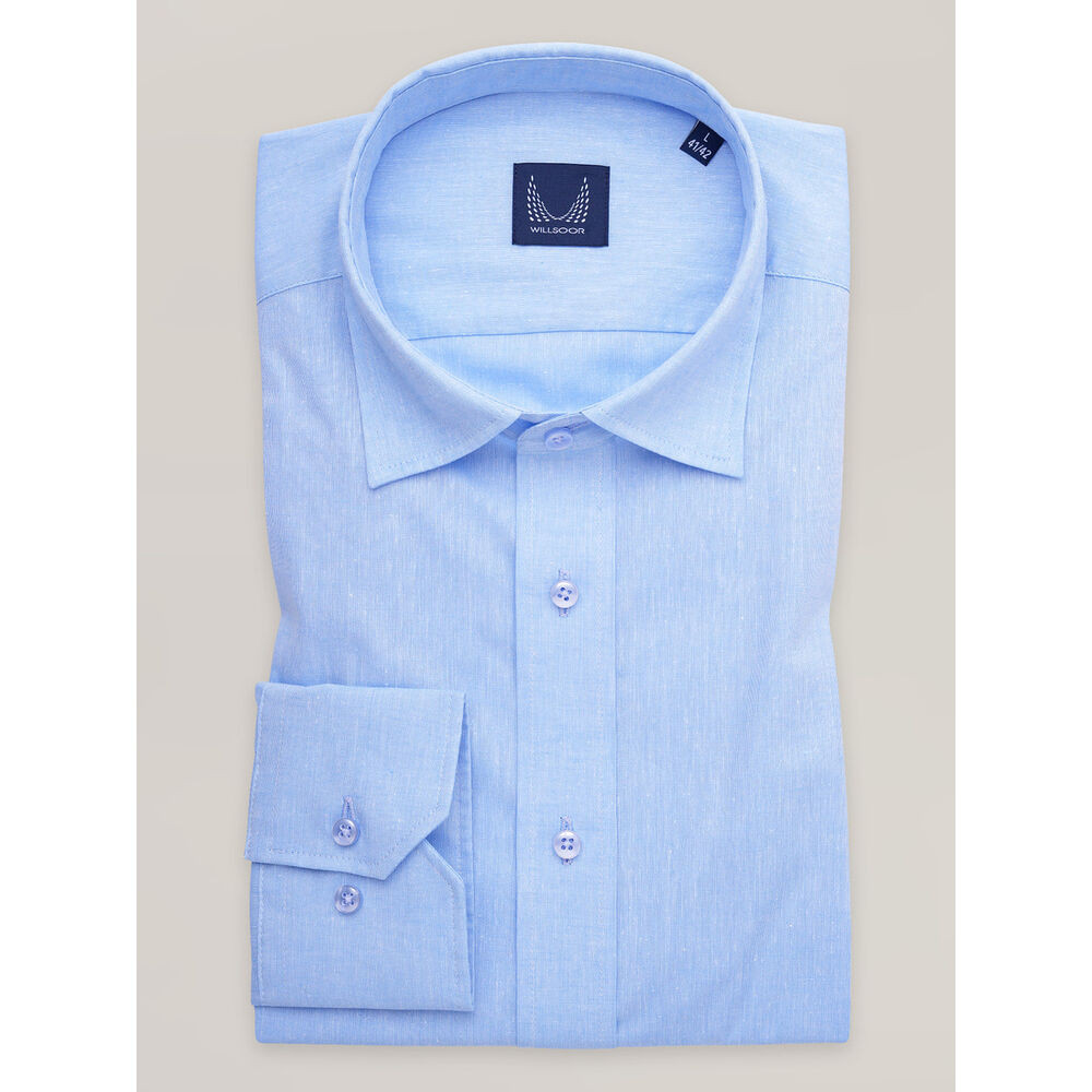 Pánska svetlomodrá košeľa slim fit s vysokým podielom ľanu 16981