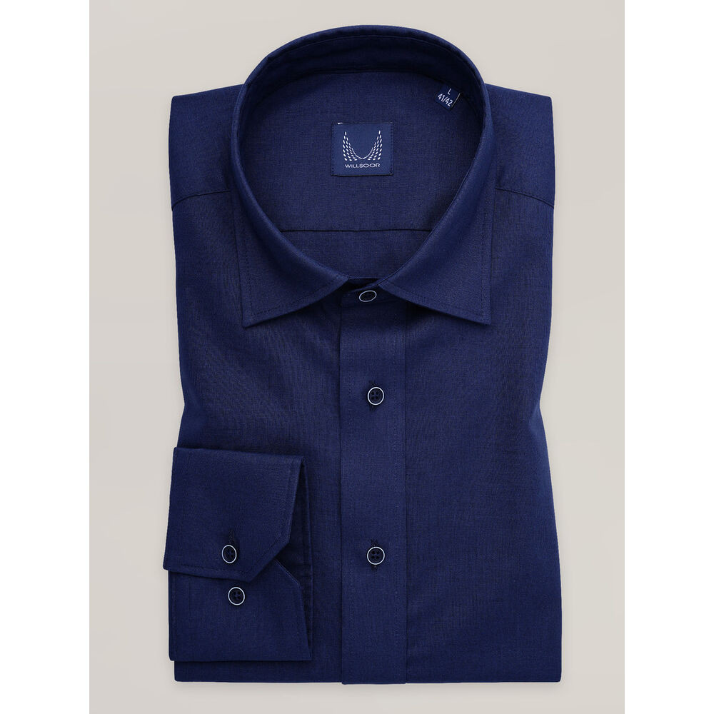 Pánska košeľa slim fit námornícka modrá s vysokým podielom ľanu 17010