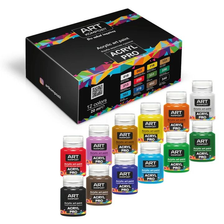 Sada akrylových farieb ACRYL PRO Kompozit 12x20 ml