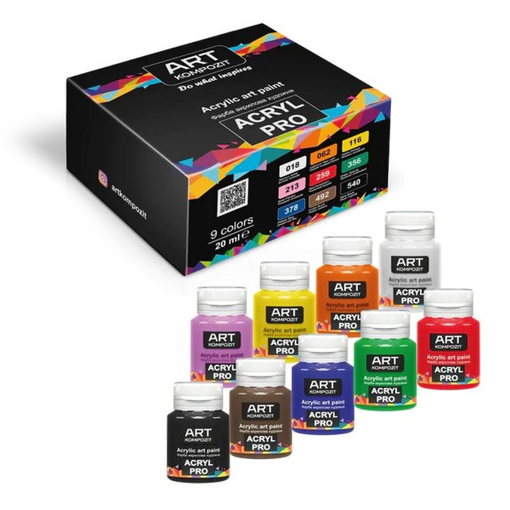 Sada akrylových farieb ACRYL PRO Kompozit 9x20 ml