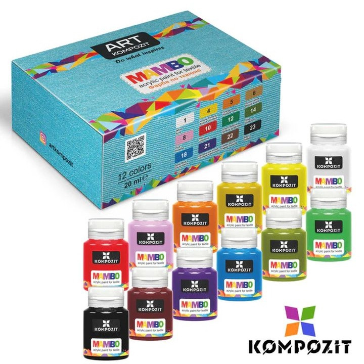 Sada farieb na textil a kožu MAMBO Kompozit 12х20 ml