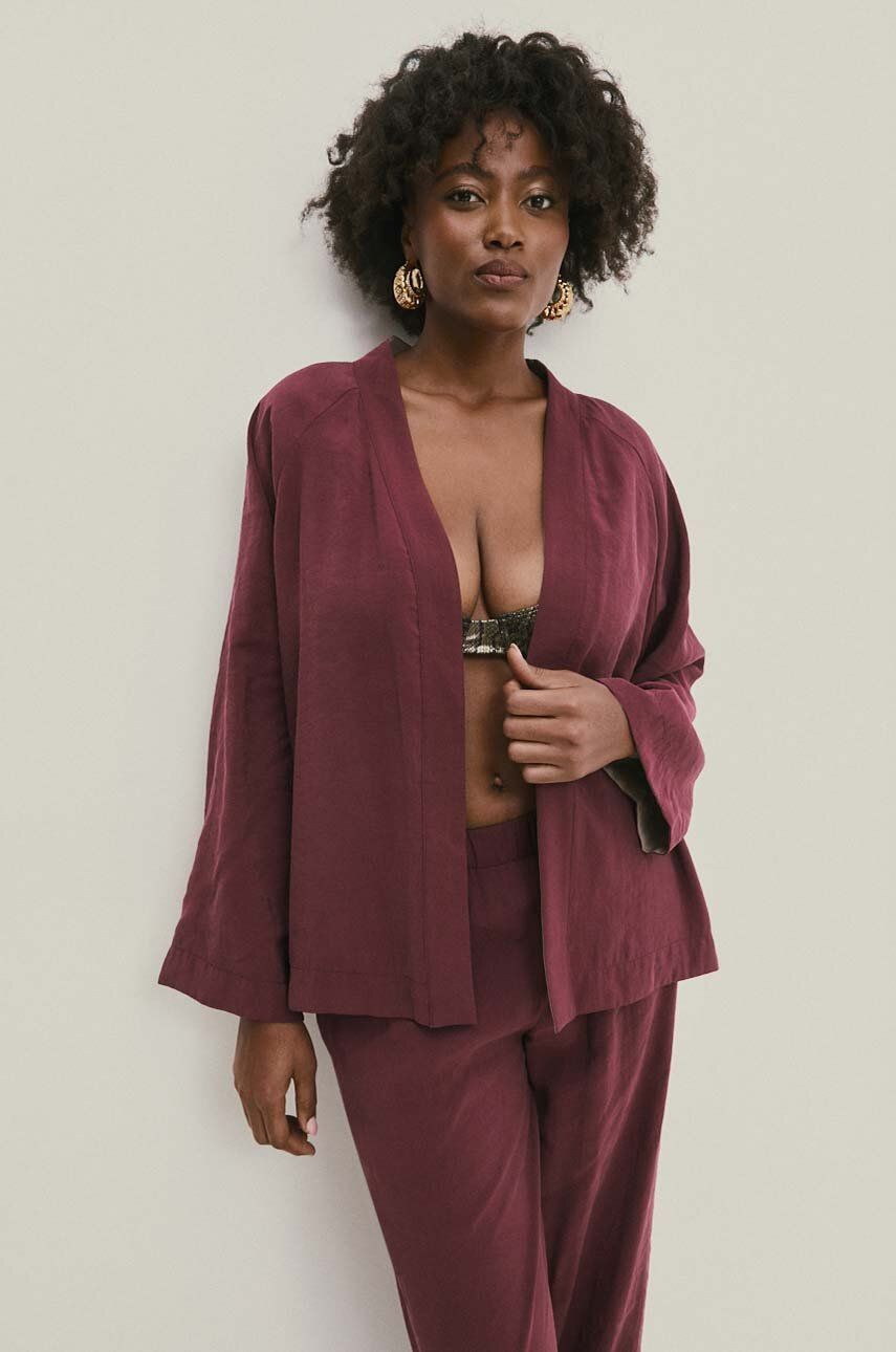 Obojstranná bunda Answear Lab béžová farba, oversize, jednofarebná