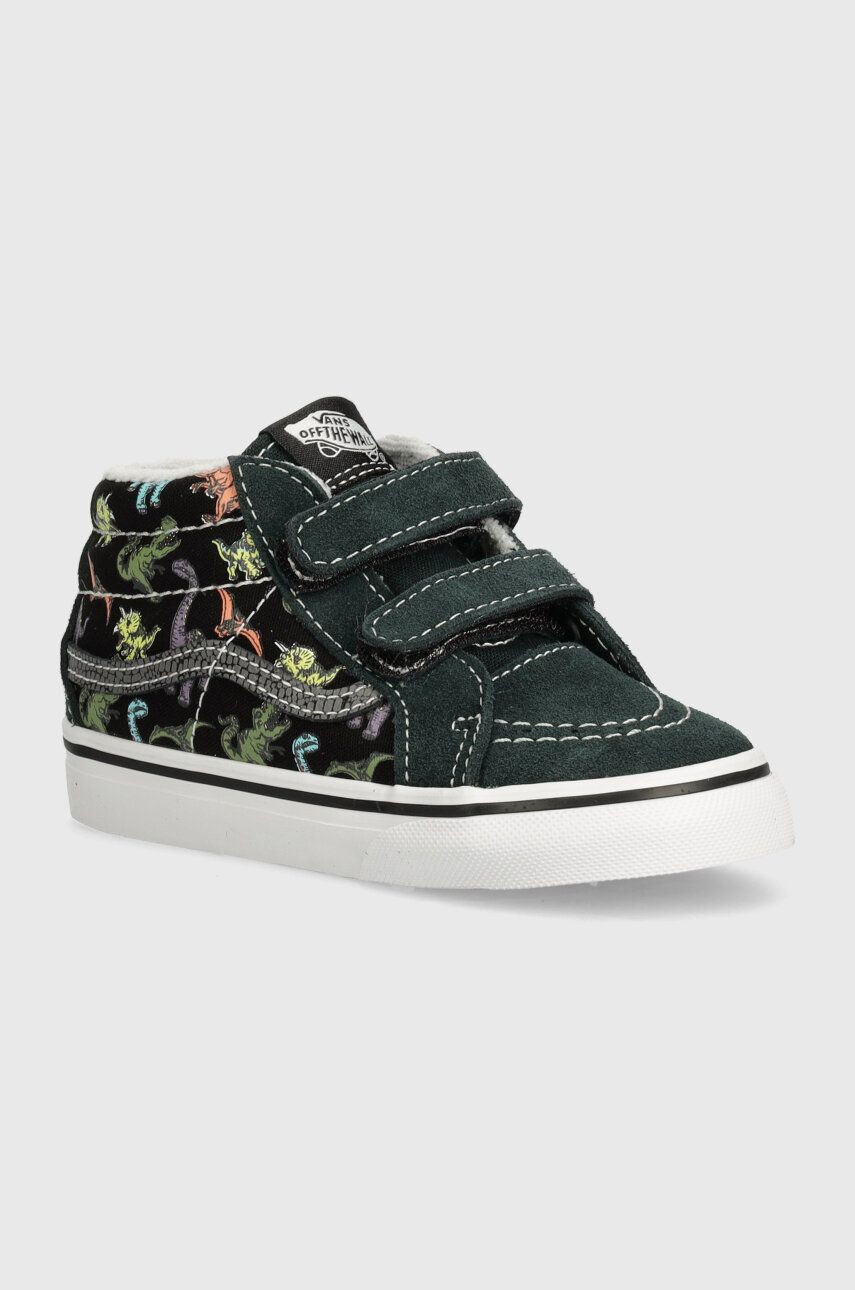Detské semišové tenisky Vans SK8-Mid Reissue zelená farba, VN000CQ0BS51