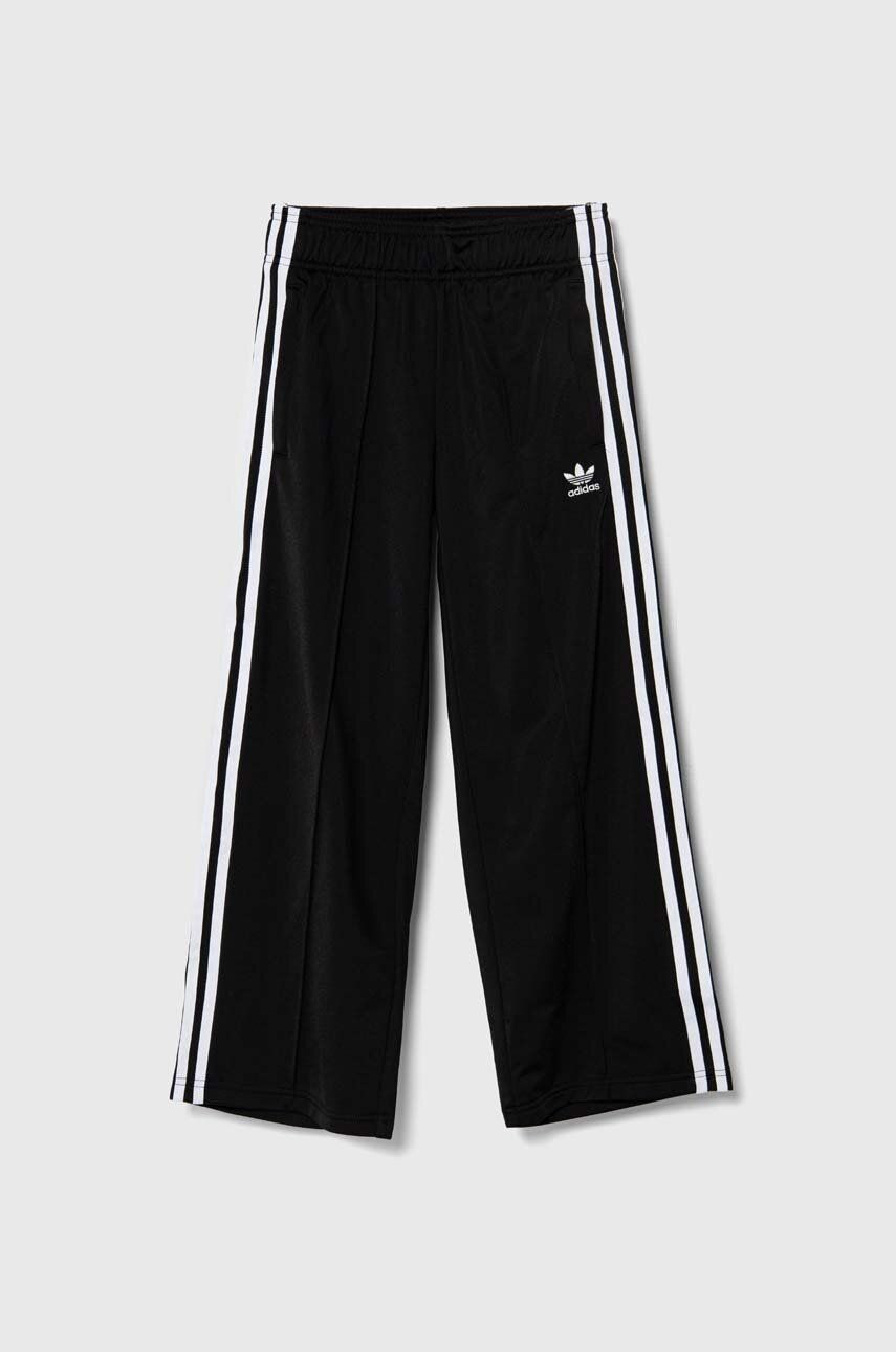 Detské tepláky adidas Originals WIDE PANTS čierna farba, s nášivkou, IX7632