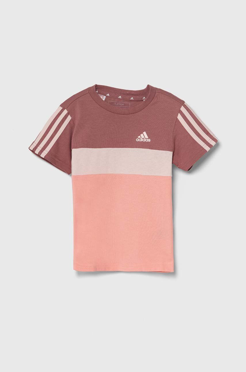 Detské bavlnené tričko adidas LK 3S TIB T ružová farba, IW3480