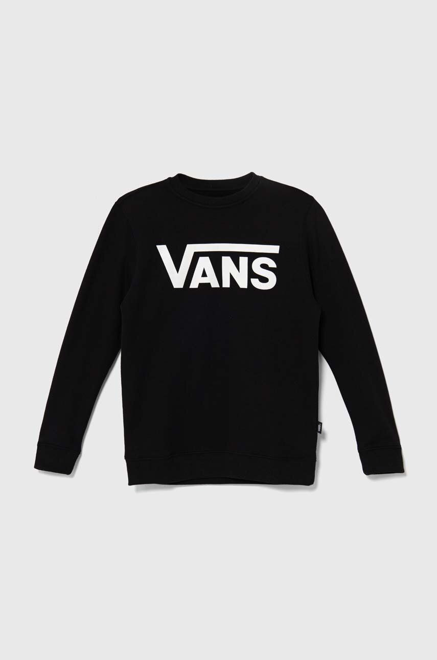 Detská bavlnená mikina Vans CLASSIC II CREW čierna farba, s potlačou, VN000K99BLK1
