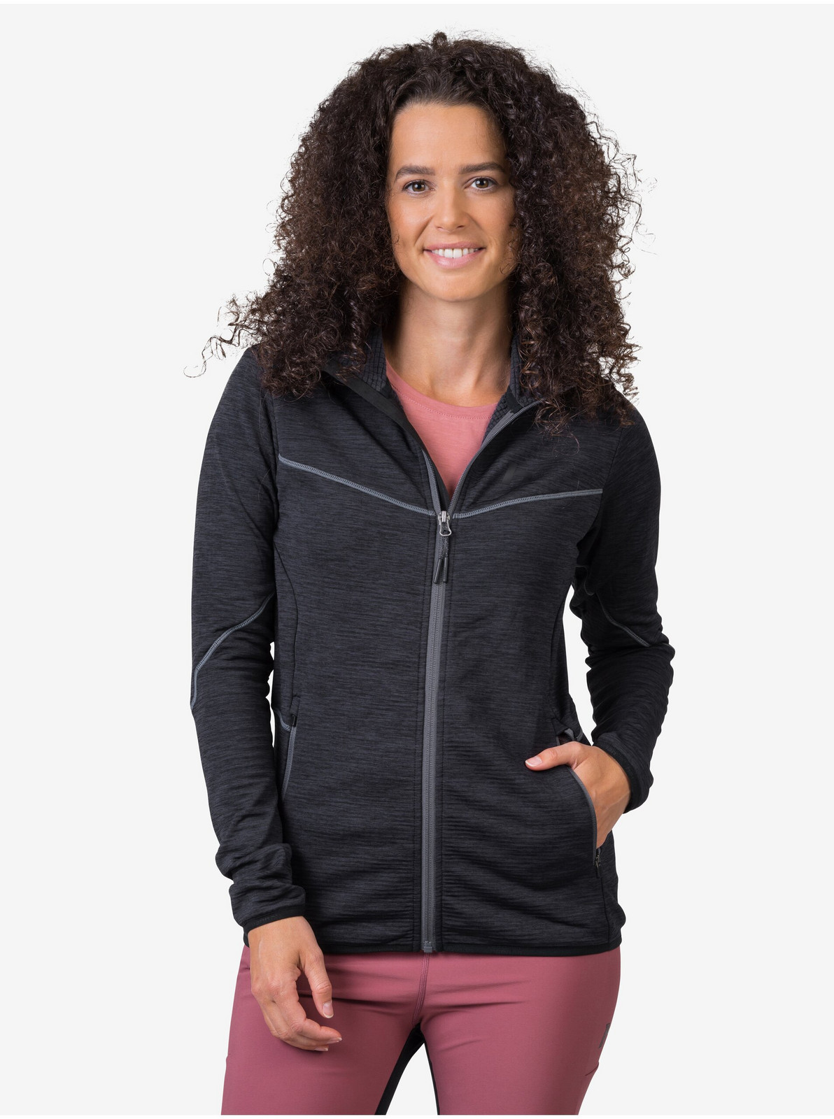 Čierna dámska mikina na zips s kapucňou Hannah Dagnys Hoody