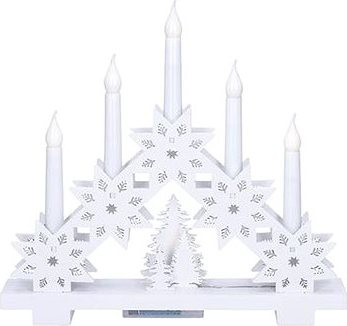 Solight LED vianočný svietnik s hviezdami, 30 cm, 5× LED, 2× AA