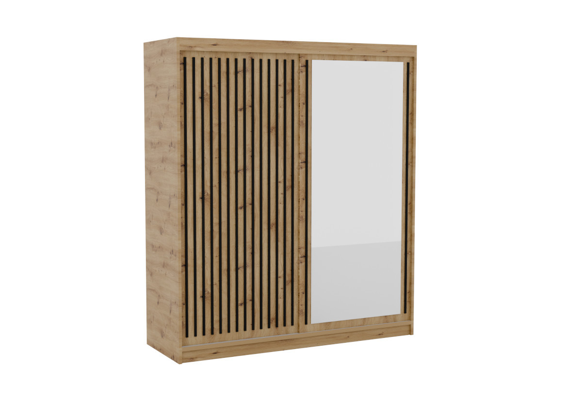 Expedo Šatníková skriňa DELMA, 160x205x60, dub artisan/čierna