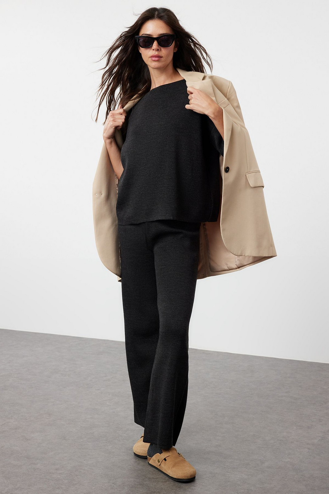 Trendyol Anthracite Knitwear Bottom-Top Set