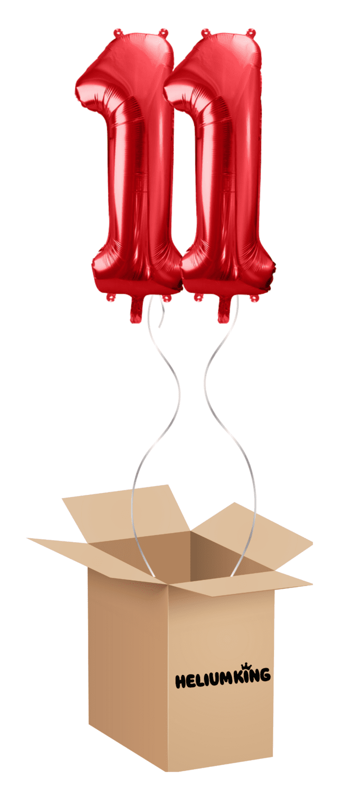 HeliumKing Balónový box - Narodeninové číslo 11 červený 86 cm