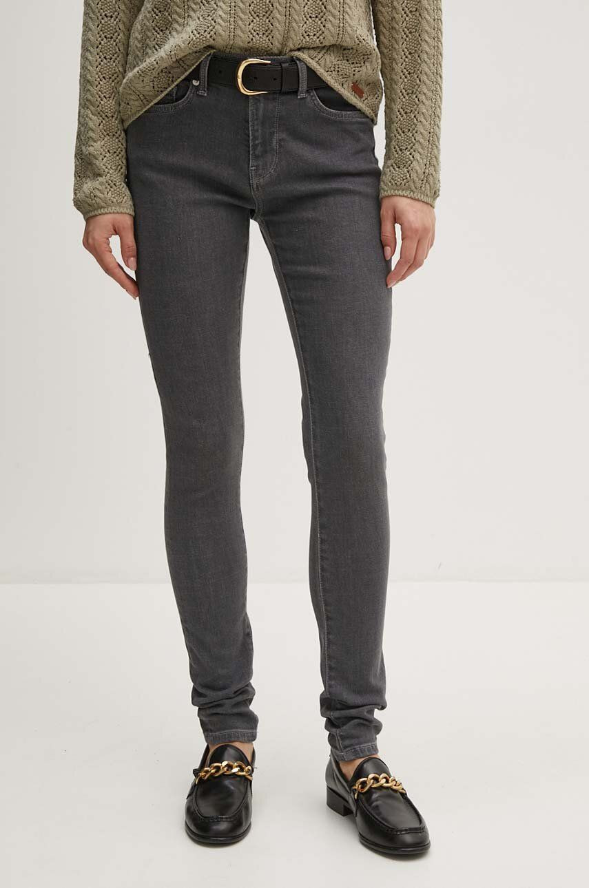 Rifle Pepe Jeans SKINNY JEANS MW dámske, šedá farba, PL204728UH8