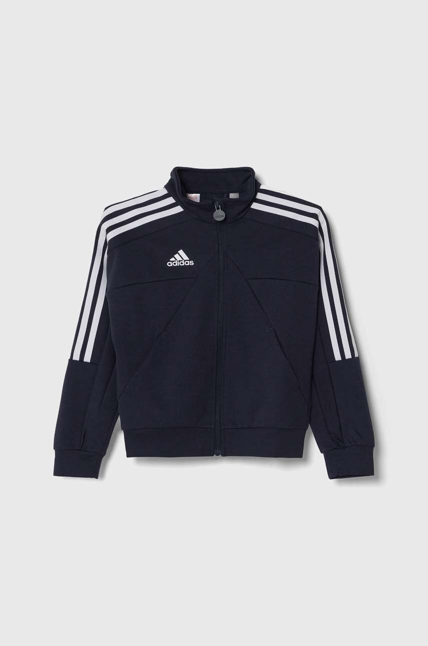 Detská mikina adidas J HOT TTOP tmavomodrá farba, s nášivkou, IY3209