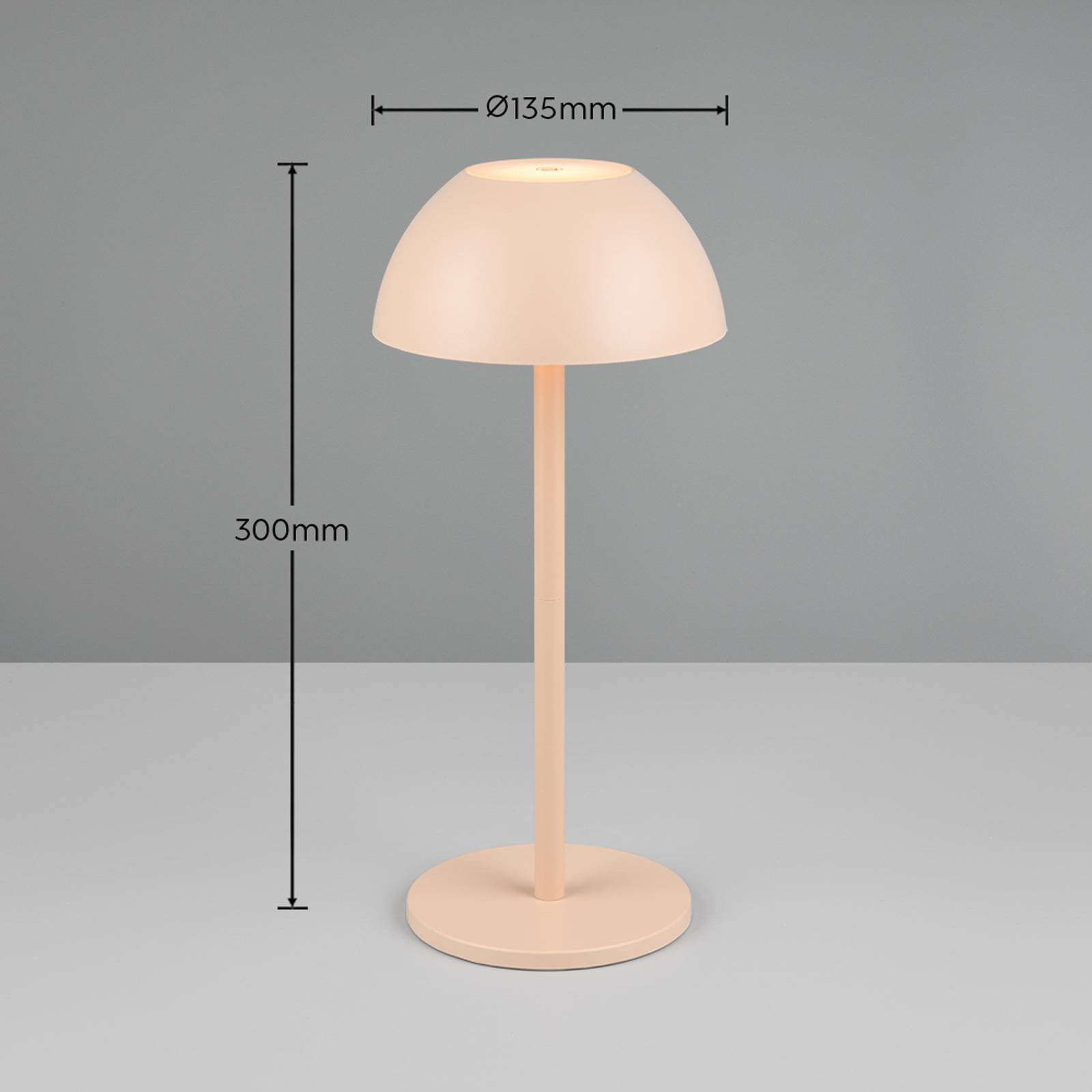 Ricardo LED dobíjacia stolová lampa, piesková, výška 30 cm, plast