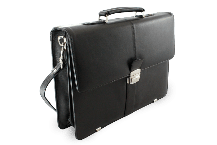 Čierna kožená aktovka s priehradkou pre notebook 112-5056-60
