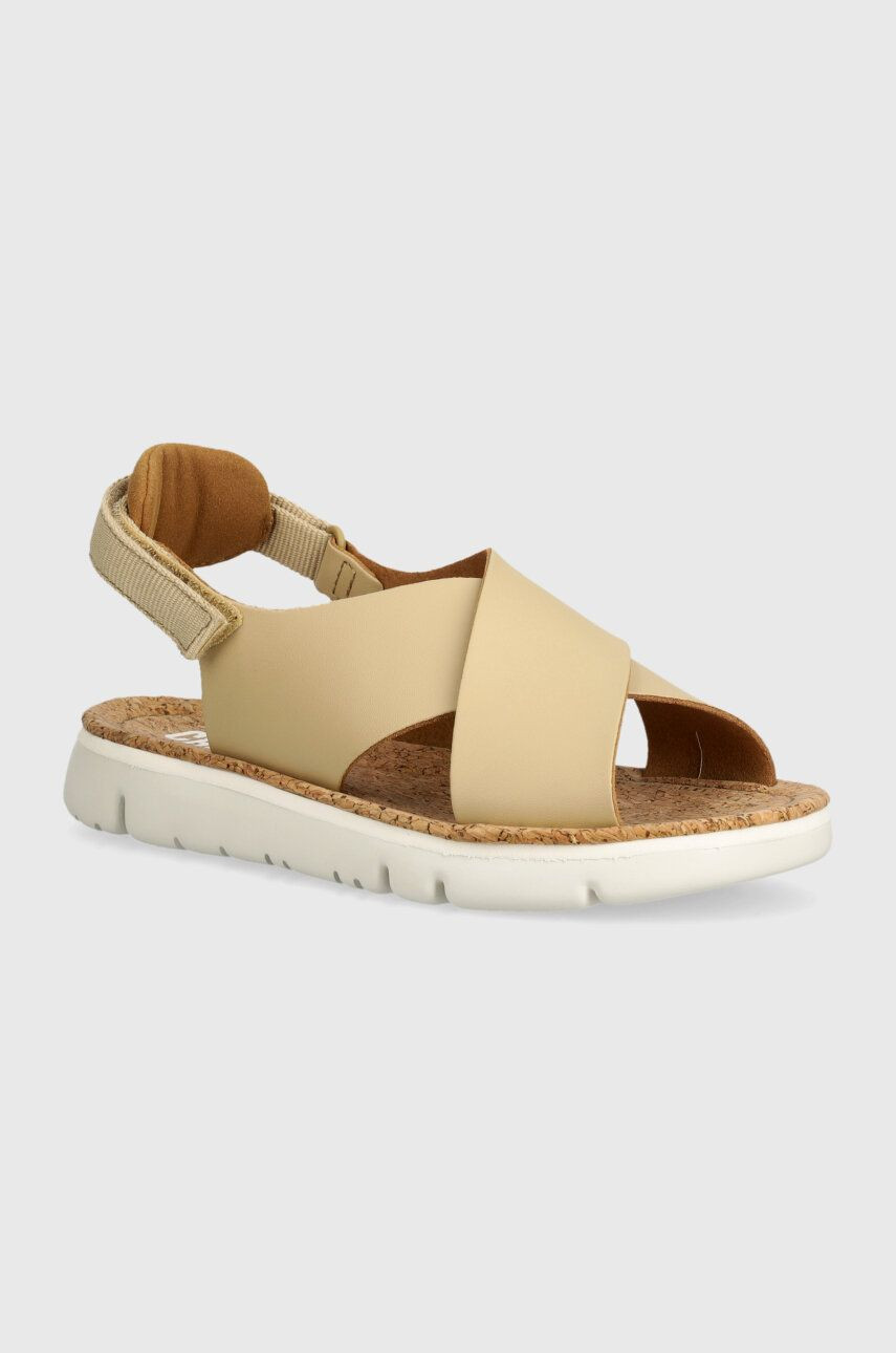 Kožené sandále Camper Oruga Sandal dámske, béžová farba, K200157-053