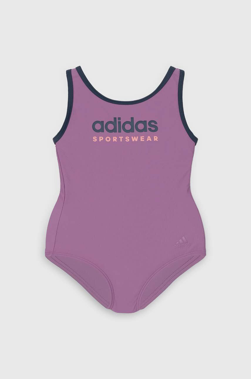 Jednodielne detské plavky adidas Performance SPW UBSUITIDS fialová farba, IT2717