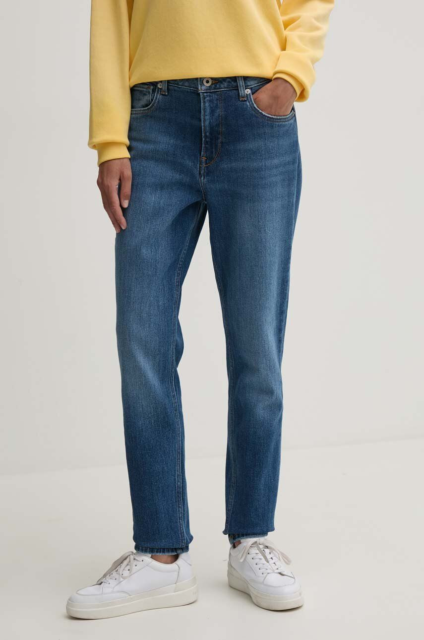 Rifle Pepe Jeans TAPERED JEANS HW dámske, tmavomodrá farba, PL204591HV3
