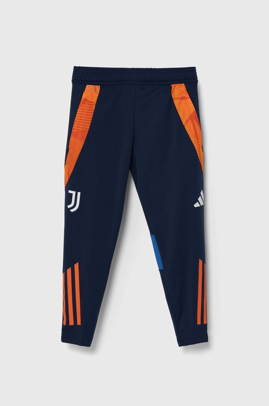 Detské tepláky adidas Performance JUVE TR PNTY tmavomodrá farba, vzorované, IS5818
