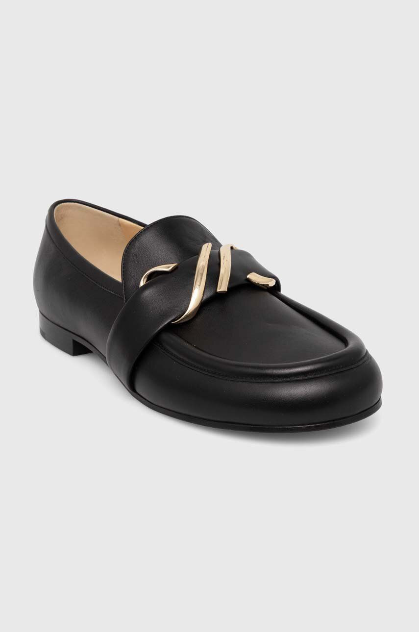 Kožené mokasíny Proenza Schouler Monogram dámske, čierna farba, na plochom podpätku, PS42231A