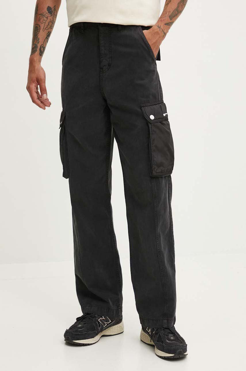 Nohavice Karl Lagerfeld Jeans pánske, čierna farba, rovné, 245D1002