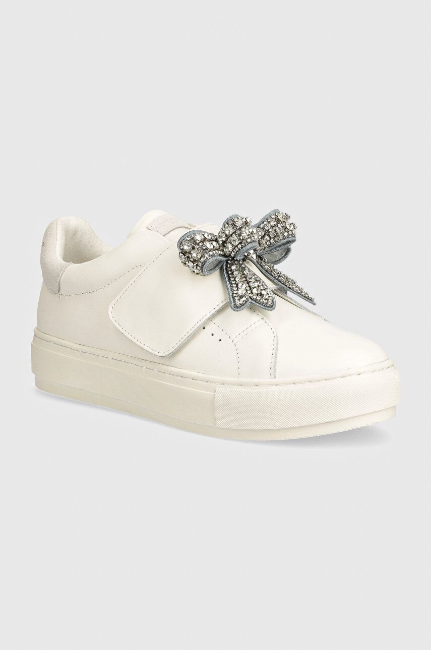 Kožené tenisky Kurt Geiger London Laney Bow biela farba, 31567109