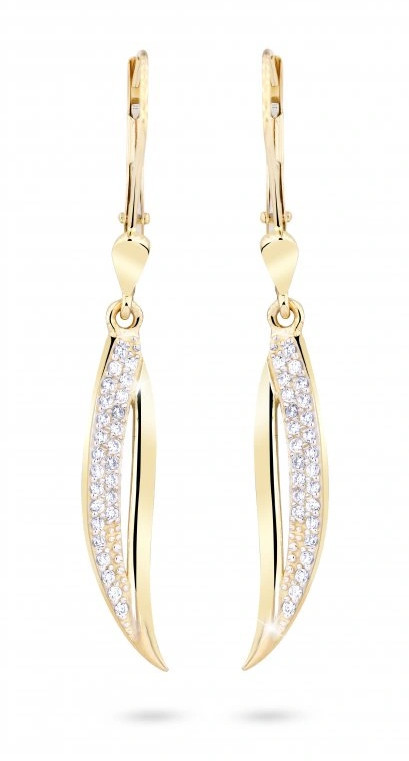 Cutie Jewellery Štýlové náušnice zo žltého zlata s trblietavými zirkónmi Z8046-55-10-X-1