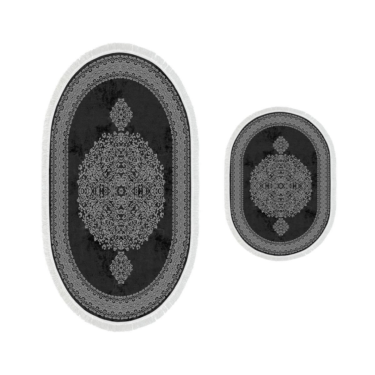 Sada 2 kusů koupelnových podložek Orient Ornamental Black černá