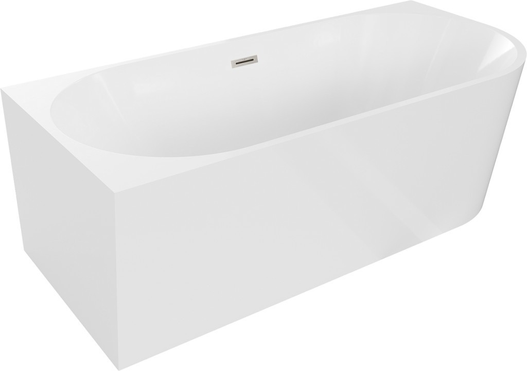 MEXEN/S - Mia voľne stojaca rohová vaňa ľavá 180 x 80 cm, biela, sifón a prepad nikel kartáčovaná 52691808000L-97