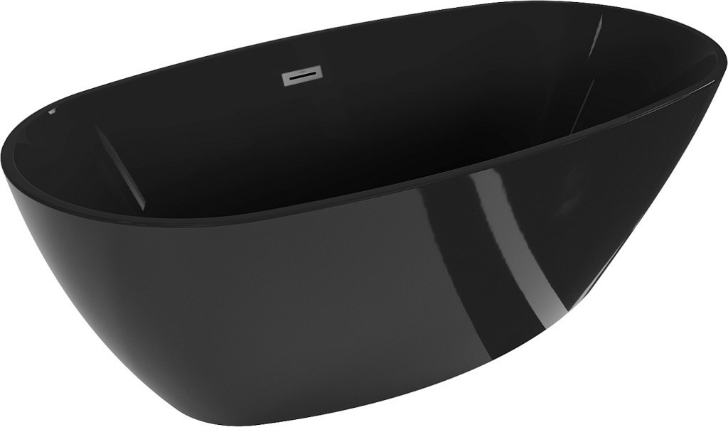 MEXEN/S - Eris voľne stojaca vaňa 170 x 80 cm, čierna, sifón a prepad gun metal kartáčovaná 53441708070-95