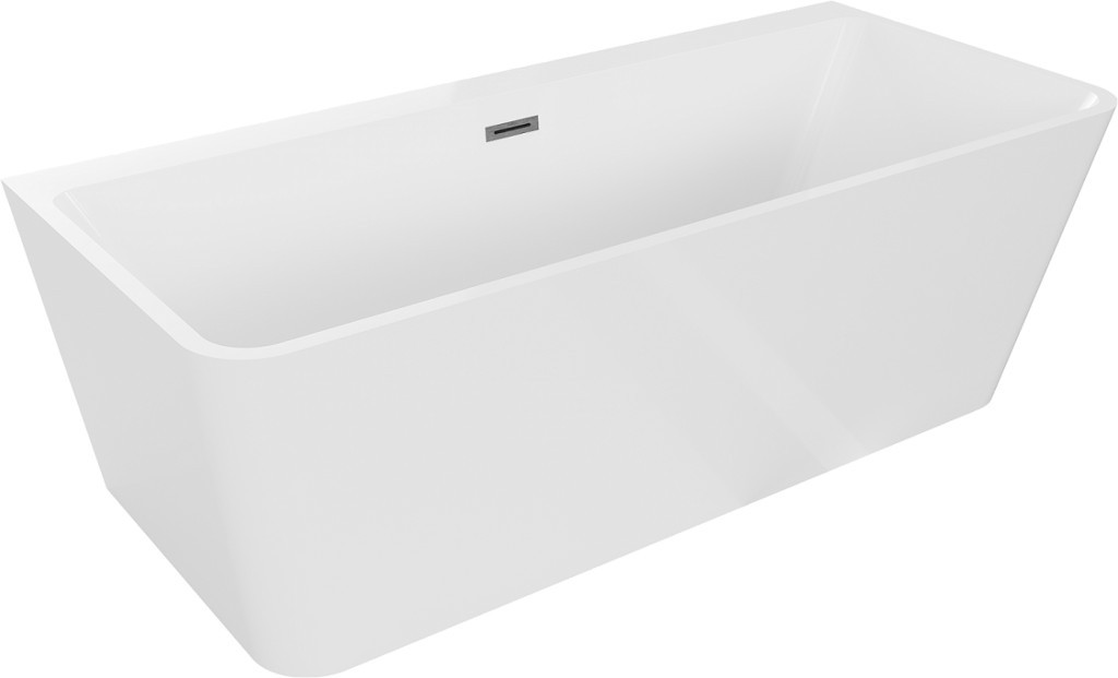 MEXEN/S - Volta vaňa voľne stojaca rohová 170 x 75 cm, biela, sifón a prepad gun gray kartáčovaná 51131707500-66