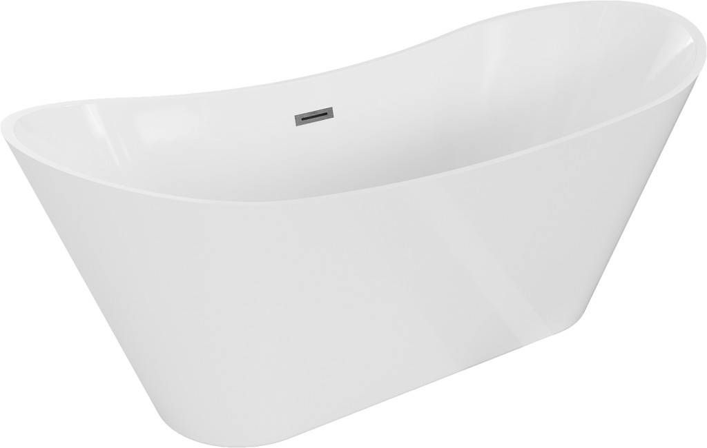 MEXEN/S - Celia vaňa voľne stojaca 170 x 75 cm, biela, sifón a prepad gun gray kartáčovaná 52331707500-66