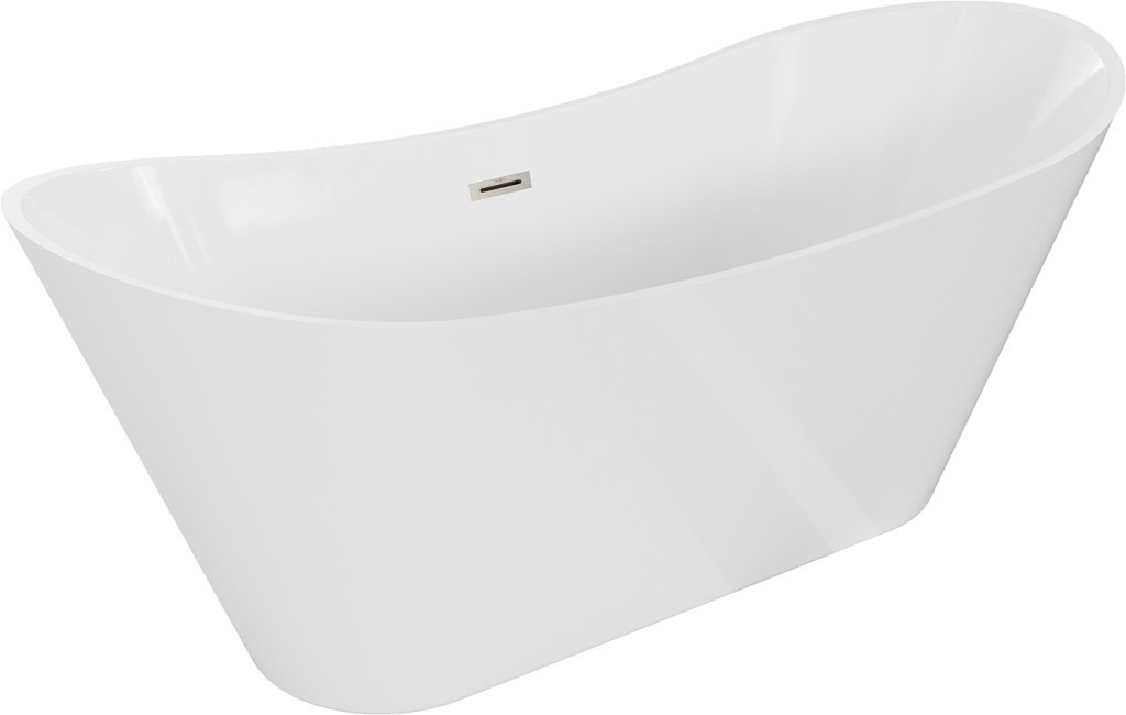 MEXEN/S - Celia vaňa voľne stojaca 170 x 75 cm, biela, sifón a prepad nikel kartáčovaná 52331707500-97