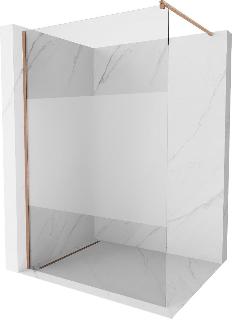 MEXEN/S - KiotoSprchová zástena WALK-IN 120 x 200, transparent/dekor 8 mm, meď kartáčovaná 800-120-101-65-35