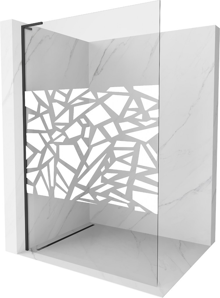 MEXEN/S - Kioto L Sprchová zástena WALK-IN 90 x 200, biely vzor, čierna 800-090-103-70-85