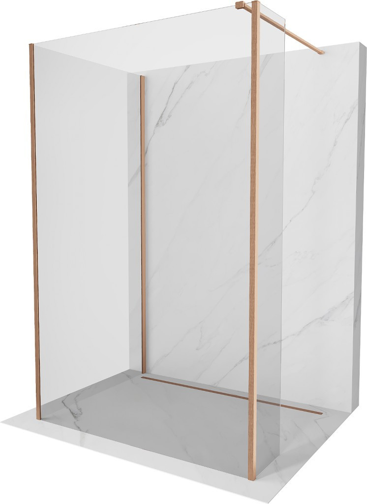 MEXEN/S - Kyoto Sprchová zástena WALK-IN 120 x 70 x 30 cm, transparent, meď kartáčovaná 800-120-070-221-65-00-030
