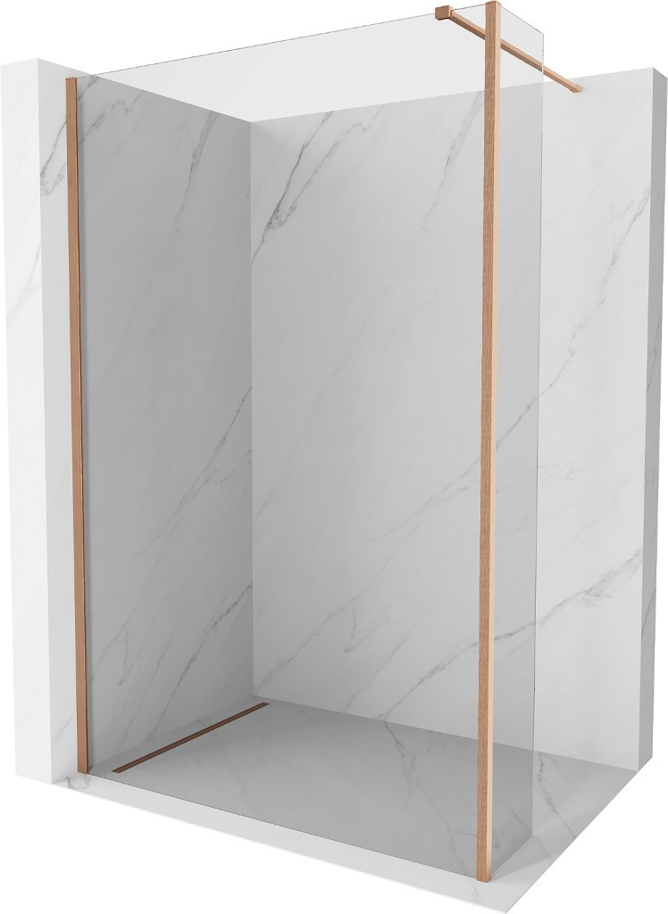 MEXEN/S - Kioto Sprchová zástena WALK-IN 100 x 30 cm, transparent, meď kartáčovaná 800-100-212-65-00-030