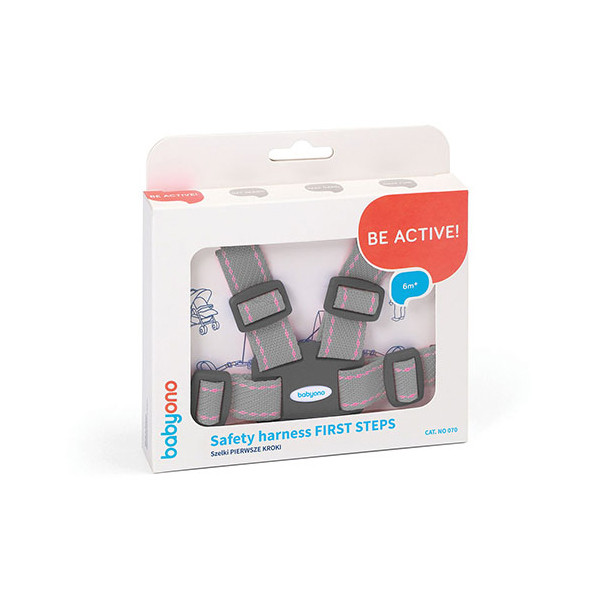 BABYONO - Popruhy bezpečnostné pre dieťa - grey 6m+