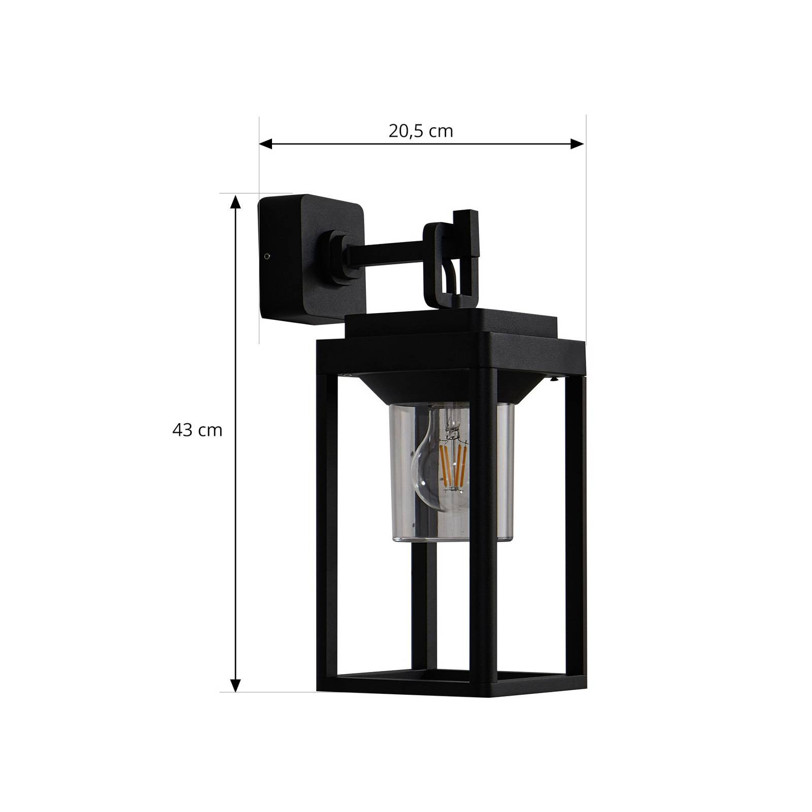 Vonkajšie nástenné svietidlo Lucande Milanka, čierna farba, hliník, 43 cm