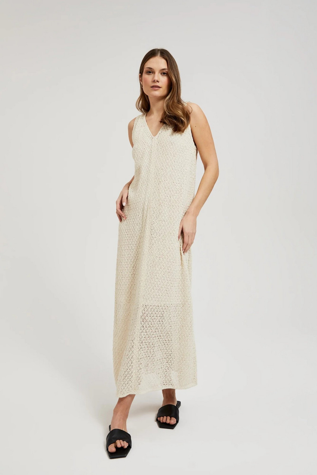 Women's knitted dress MOODO - light beige