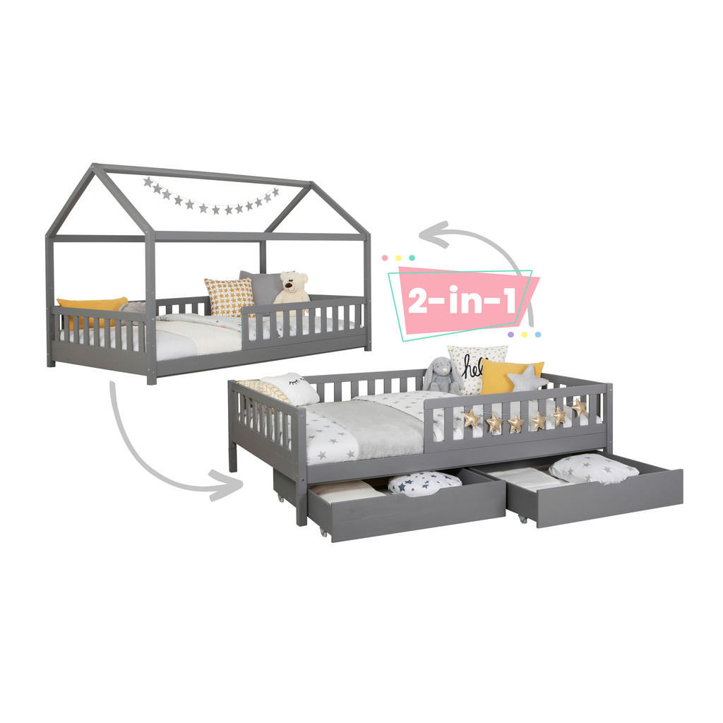 MID.YOU POSTEĽ S ÚLOŽNÝM PRIESTOROM, 100/200 cm, svetlosivá