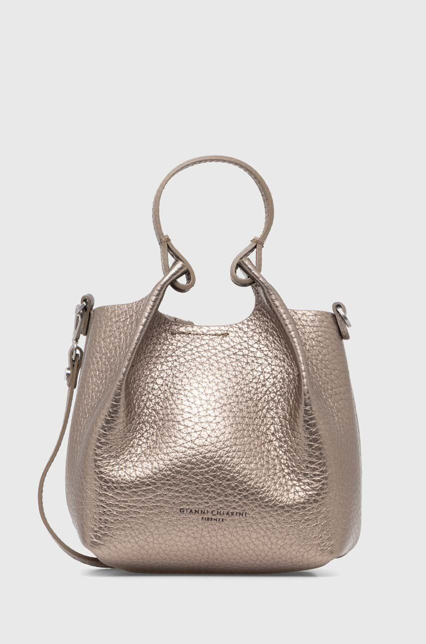 Kožená kabelka Gianni Chiarini DUA strieborná farba, BS 9718 RNGDBL