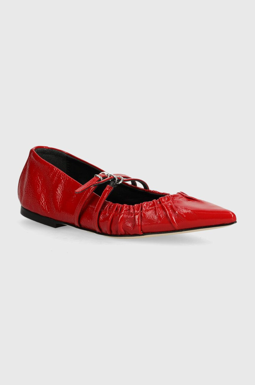 Kožené balerínky MSGM červená farba, 3741MDS420 848
