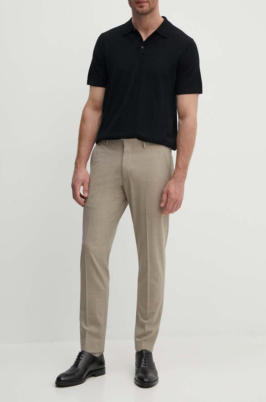 Vlnené nohavice Michael Kors béžová farba, rovné, MK0SP01026