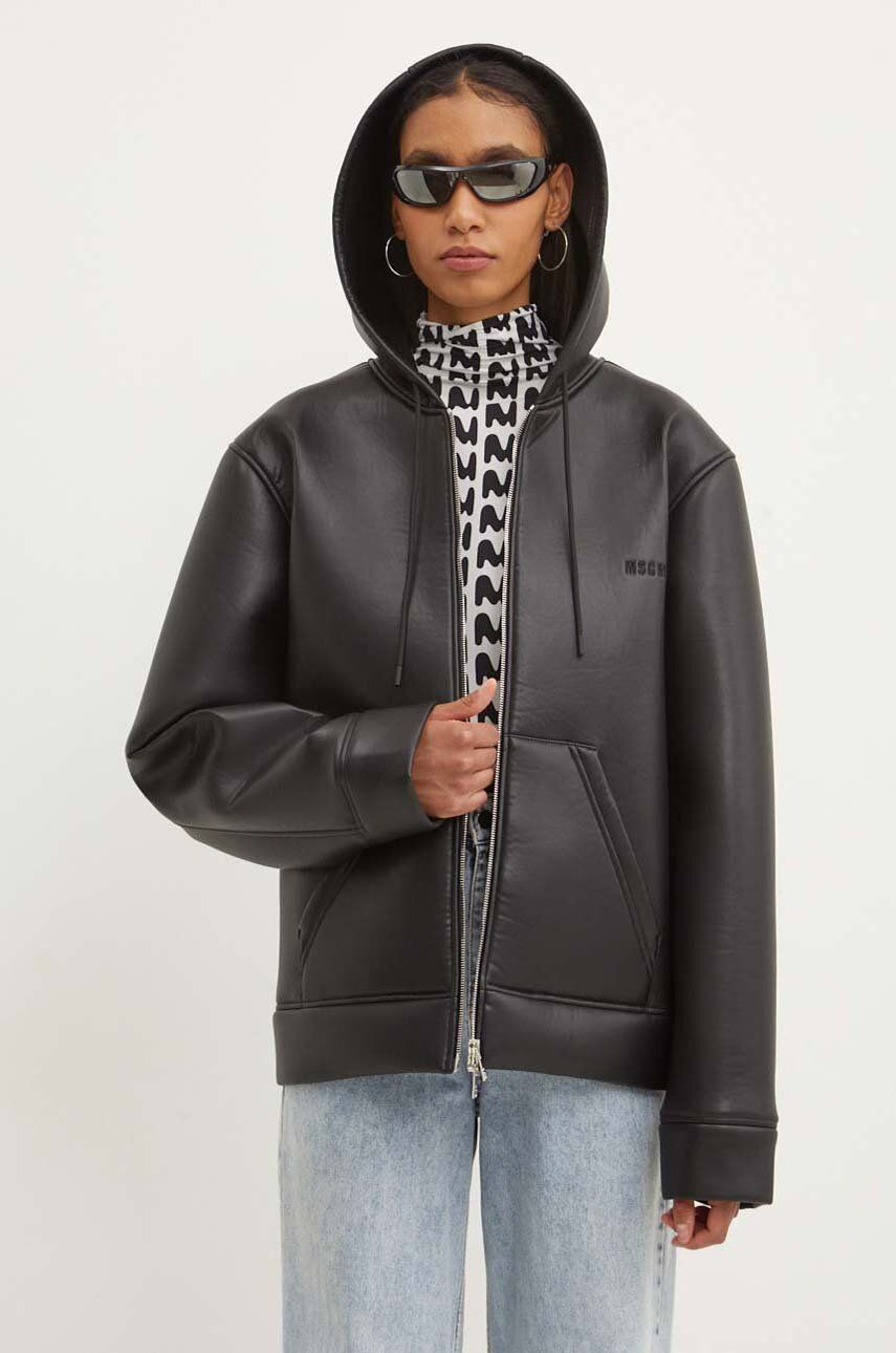Bunda MSGM pánska, čierna farba, prechodná, 3740MH18X.247603