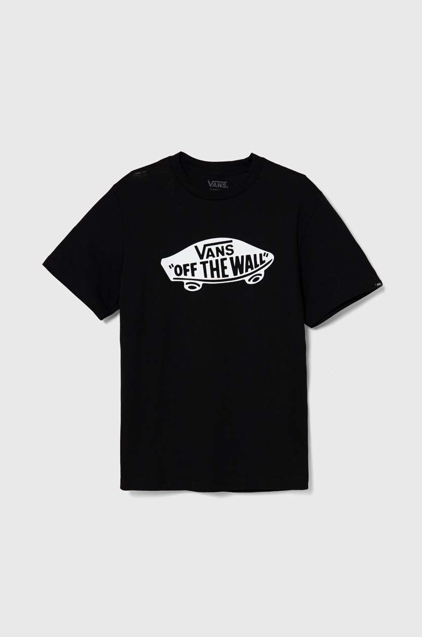 Detské bavlnené tričko Vans STYLE 76 čierna farba, s potlačou, VN000IVEBLK1